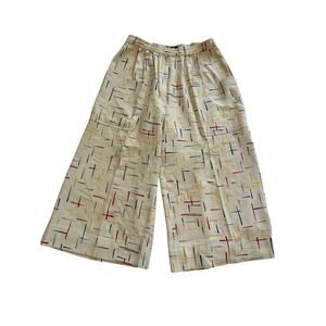Y2K Vtg Roger Buchard Khaki Beige Capri Cropped Pants Paris Womens Size 10